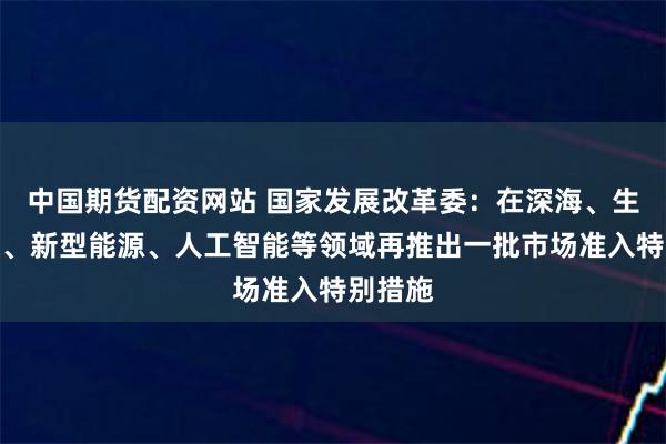 中国期货配资网站 国家发展改革委：在深海、生命健康、新型能源、人工智能等领域再推出一批市场准入特别措施