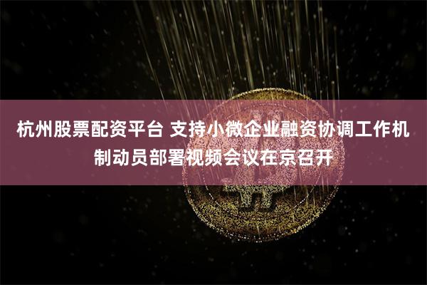 杭州股票配资平台 支持小微企业融资协调工作机制动员部署视频会议在京召开